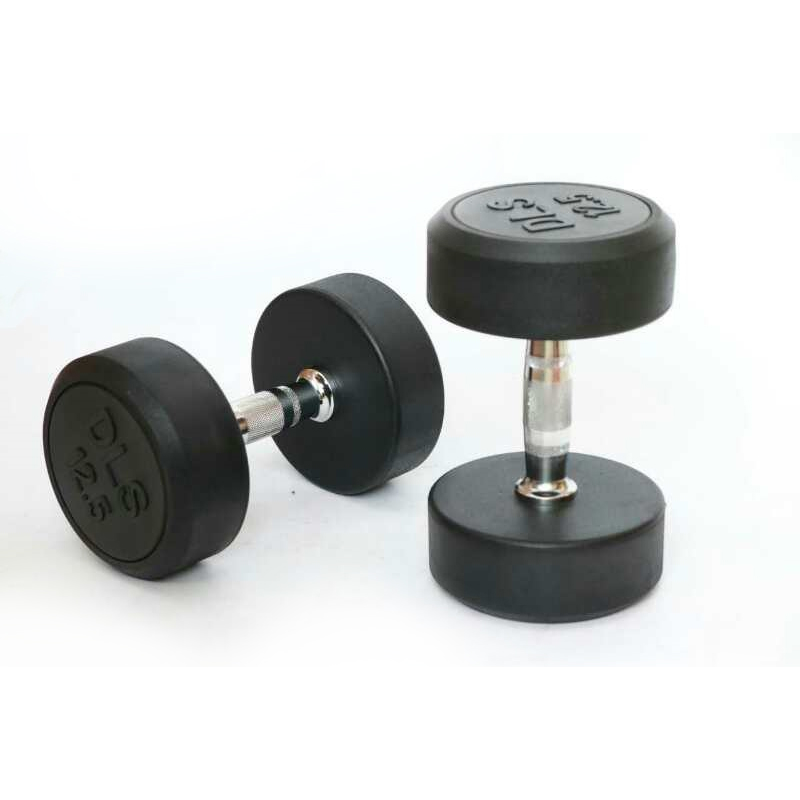 Fixed Black Rubber Dumbbell