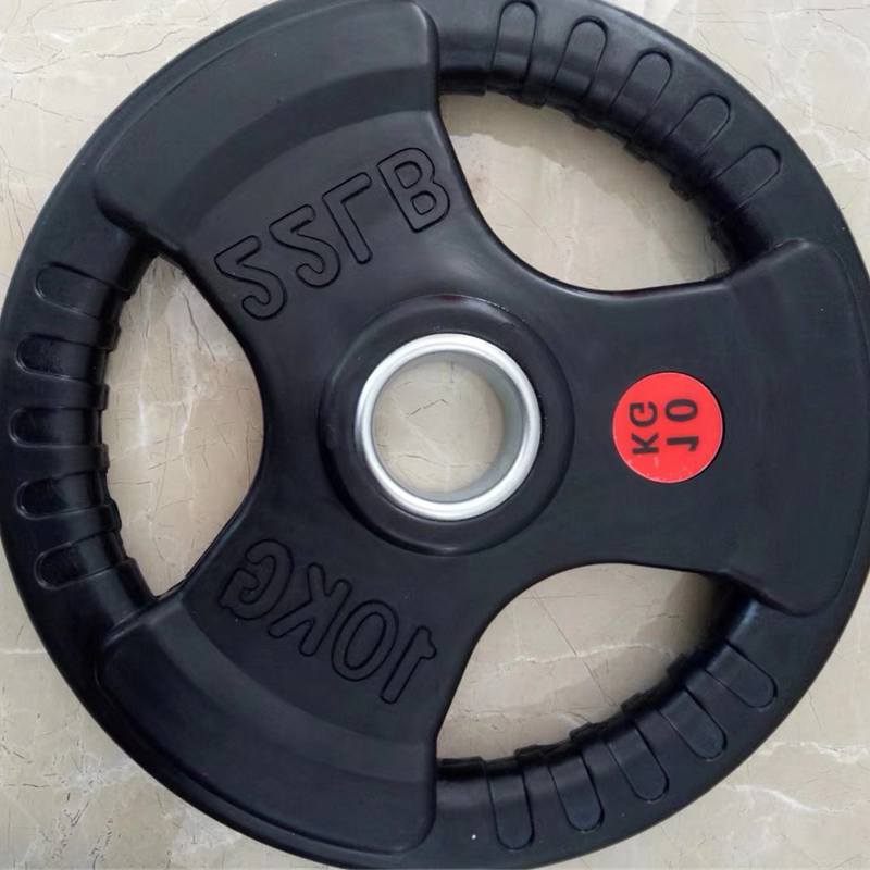 3 Holes Black Rubber Coated Olympic Plate